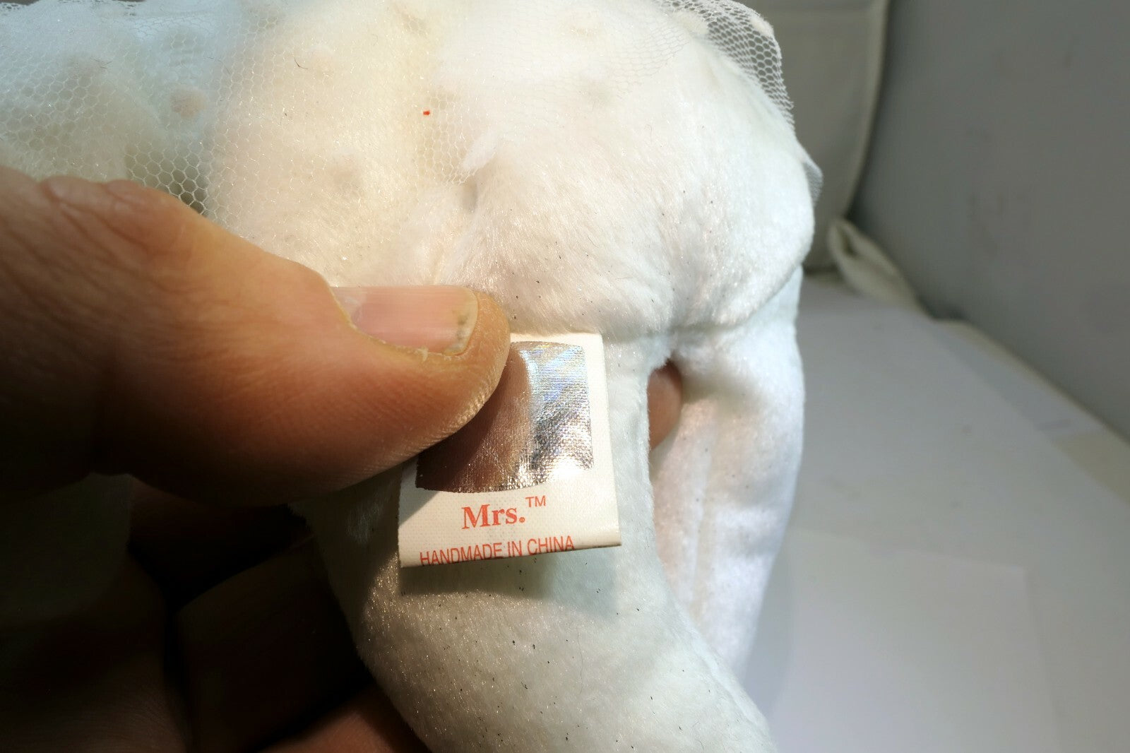 TY Beanie Babies "Mrs" USA 8" White Teddy Bear for Wedding Anniversary bride