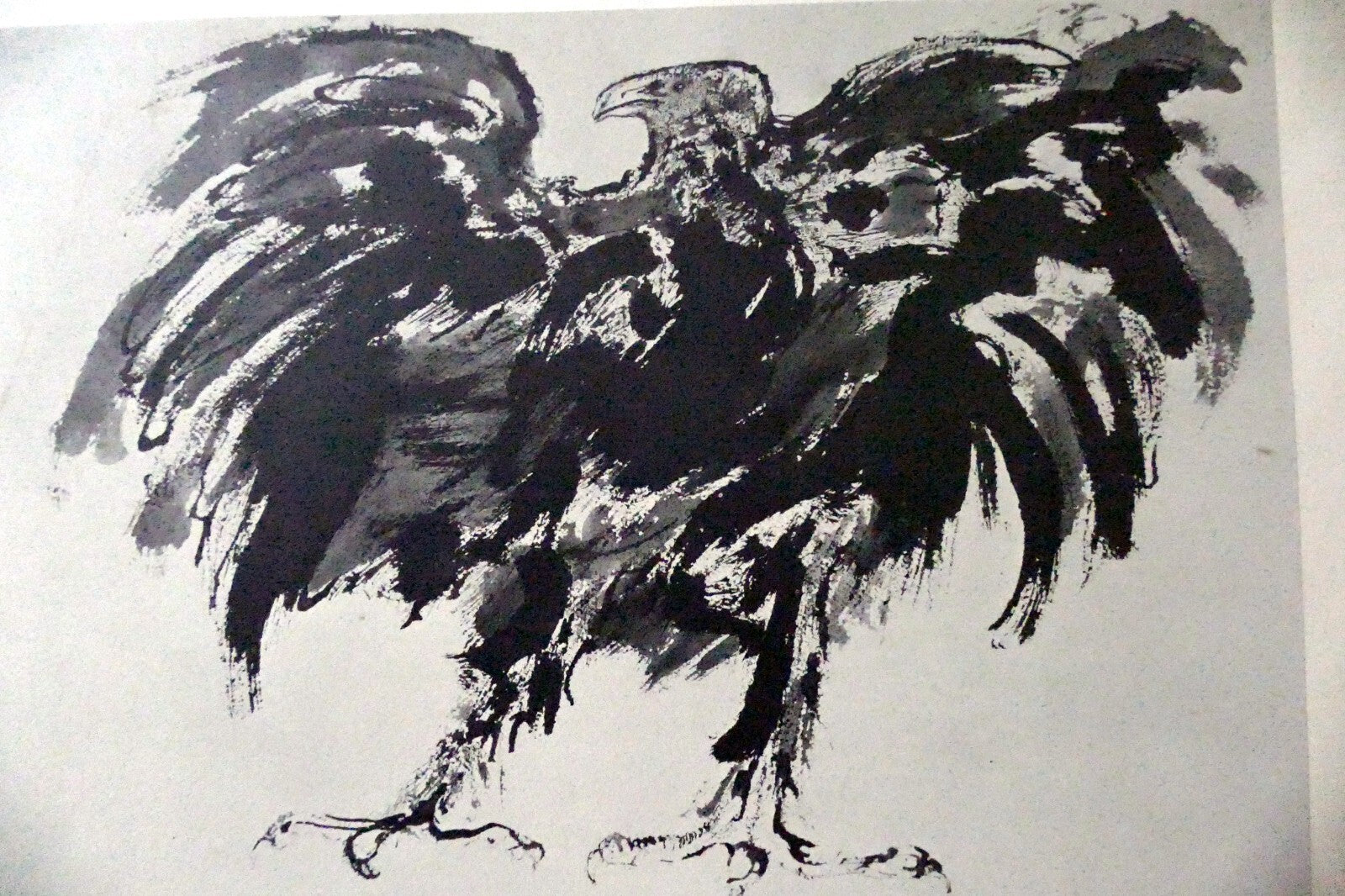 LEONARD BASKIN "Eagle" Woodcut Print - Numbered 54, unframed - vintage