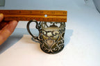 Small Metal Footed Votive Candle Holder with heart Handles floral design  2.5"
