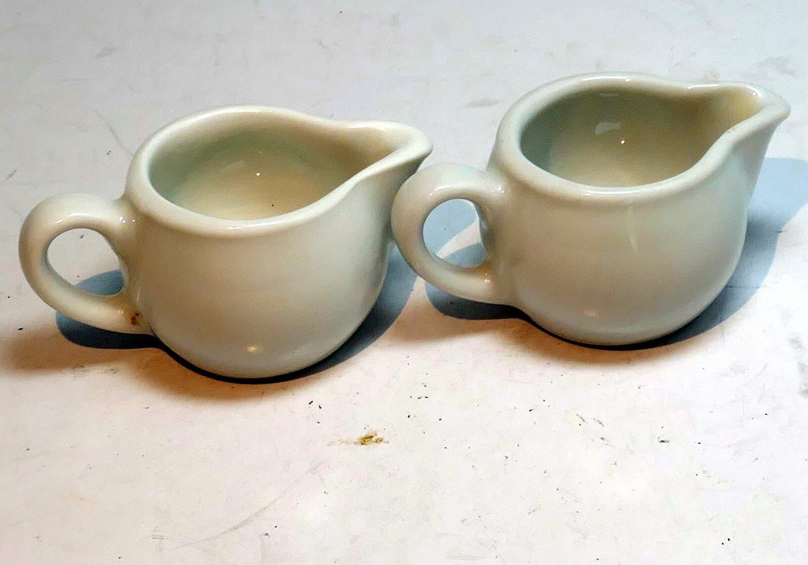 German schonwald miniature 3cm tall white milk creamer pitcher set of two