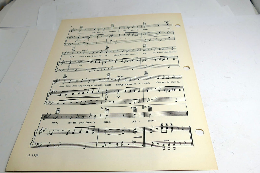 Relax  Dorcas Cochran Wiga Gabriel 1952  Sheet Music
