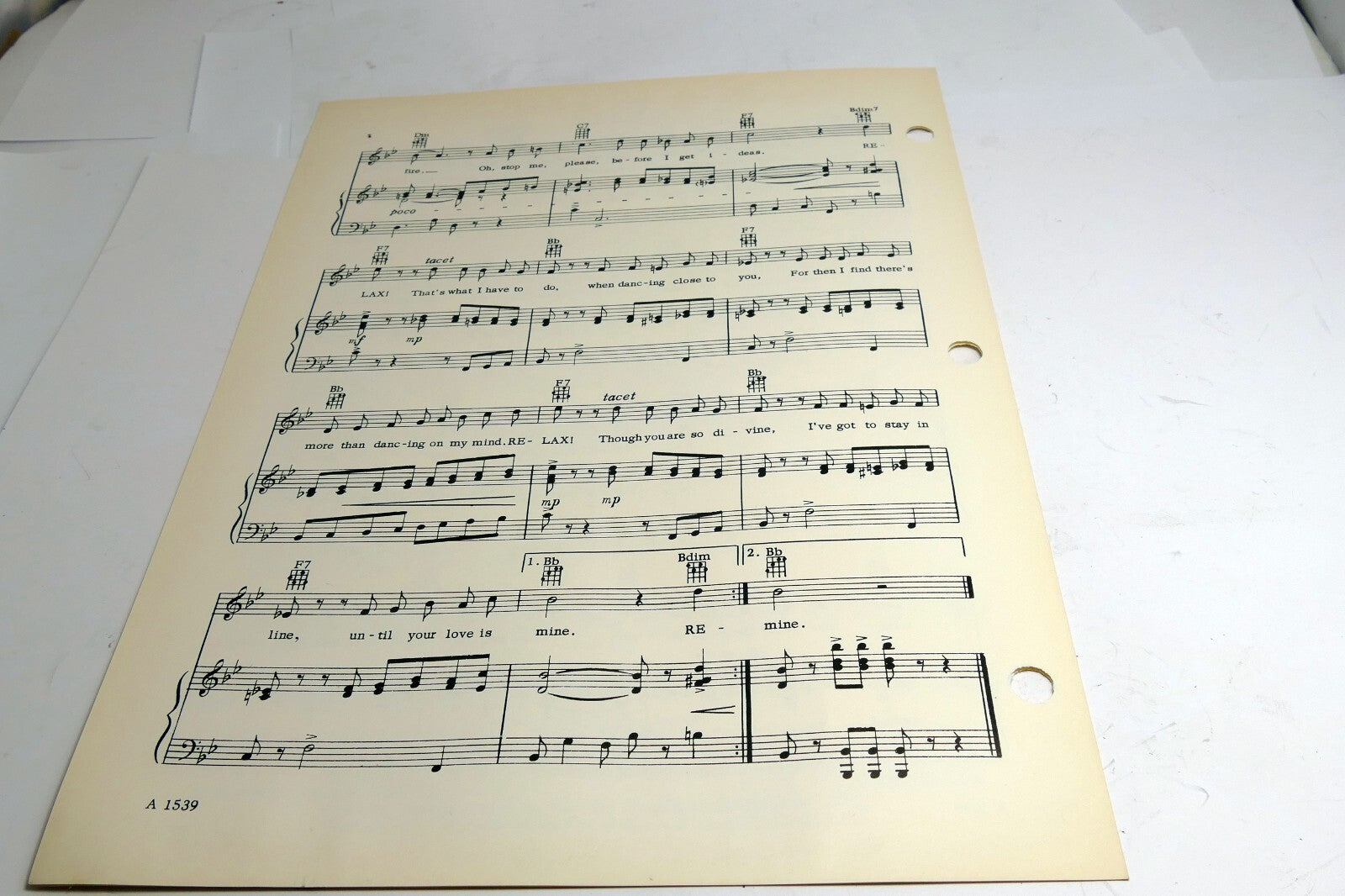 Relax  Dorcas Cochran Wiga Gabriel 1952  Sheet Music