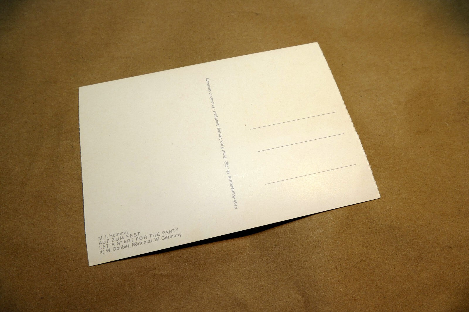 Hummel Lets Start The party Girl birds Postcard W. Germany Art - Unposted - mint