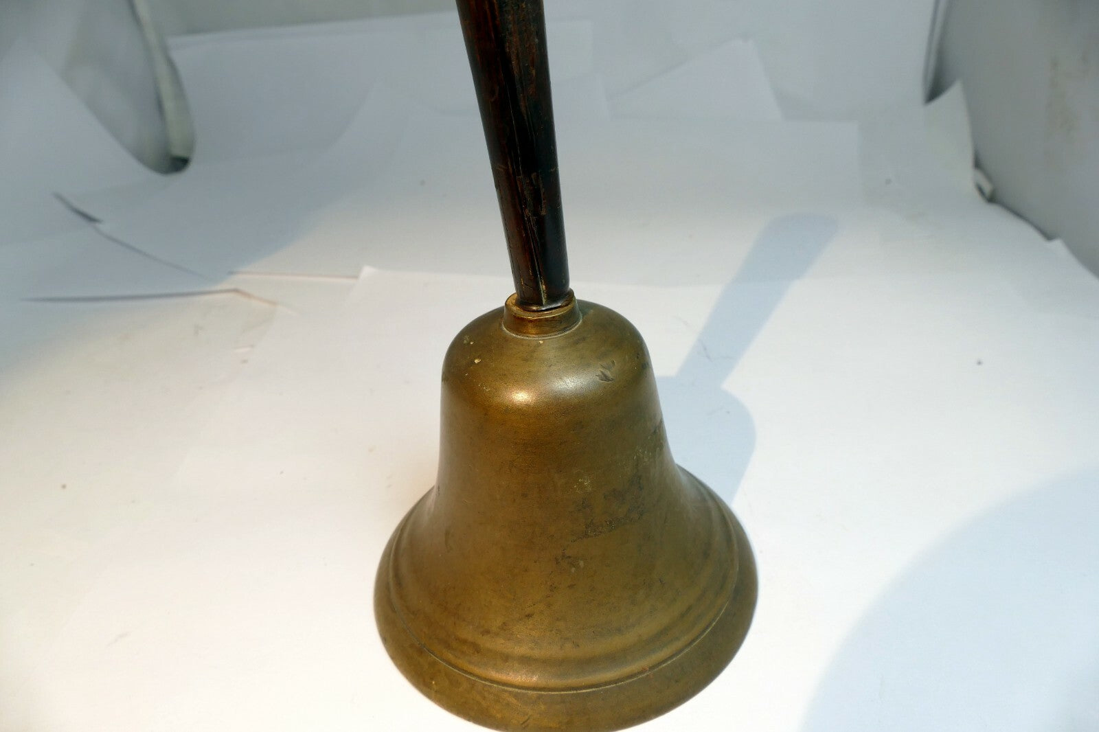 3" Solid Brass hand held School Diner with wooden handle 