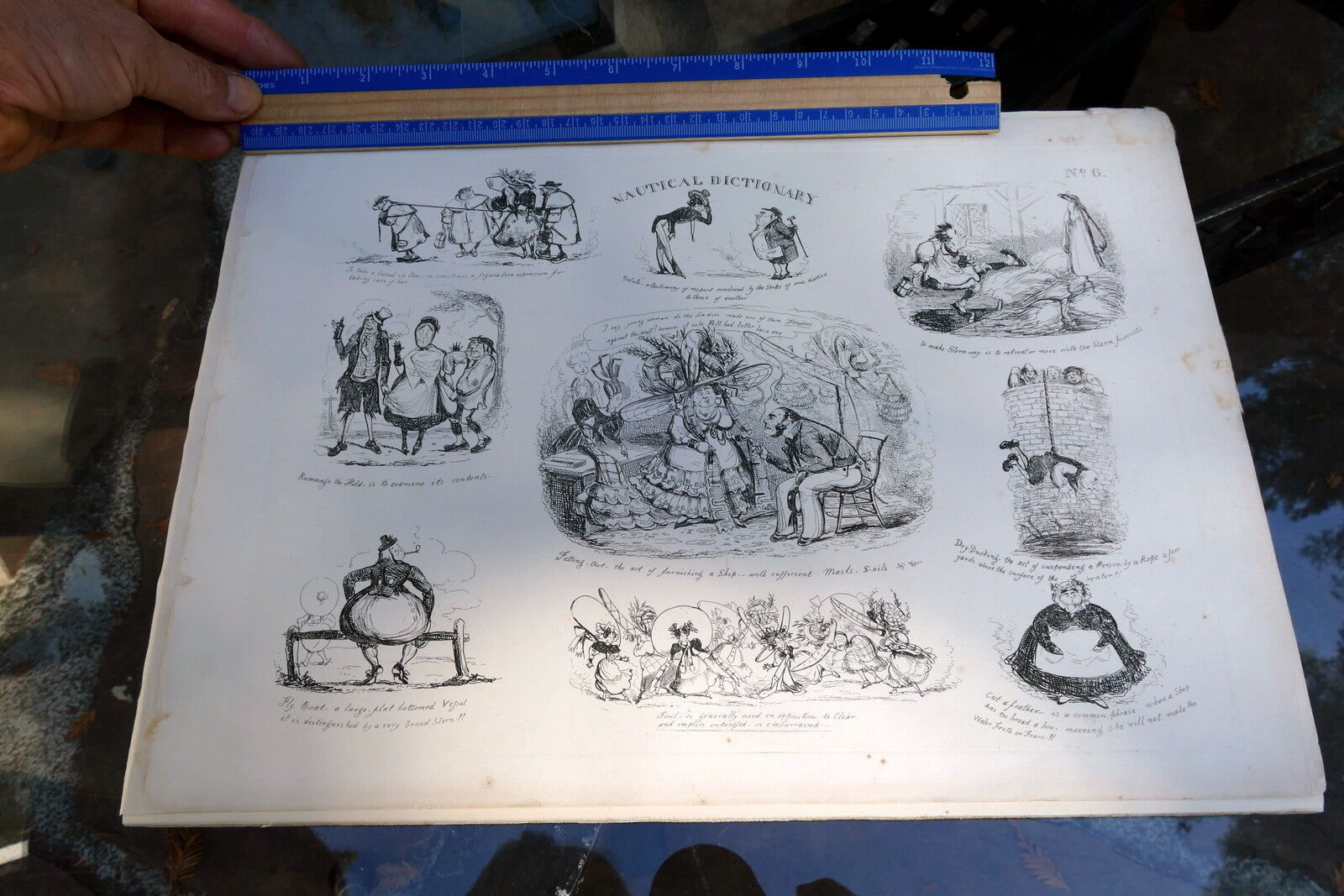 NAUTICAL DICTIONARY No 6 HENRY HEATH CARICATURE PRINT  1840 Victorian