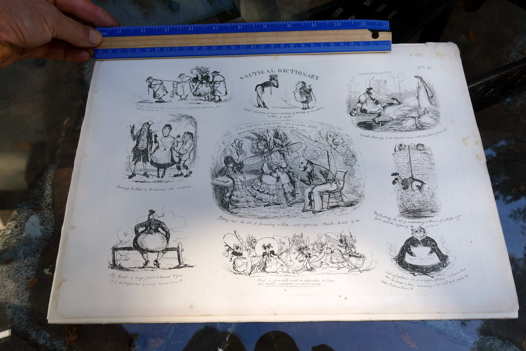 NAUTICAL DICTIONARY No 6 HENRY HEATH CARICATURE PRINT  1840 Victorian