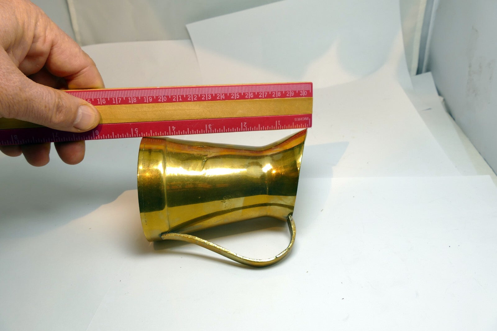 Vintage Small Brass Pitcher With Handle 5" Tall Creamer Size small