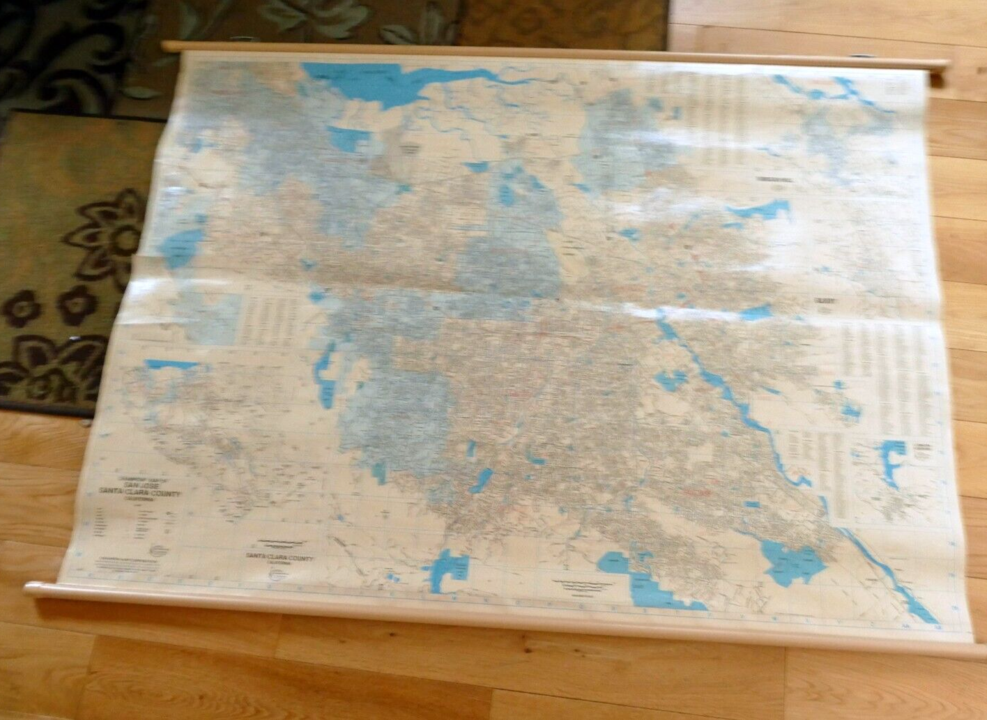 Wall Hanging Santa Clara County Map San Jose Silicon Valley USA 58X42" Ex  Large