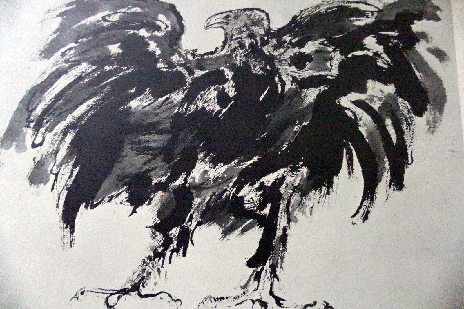 LEONARD BASKIN "Eagle" Woodcut Print - Numbered 54, unframed - vintage