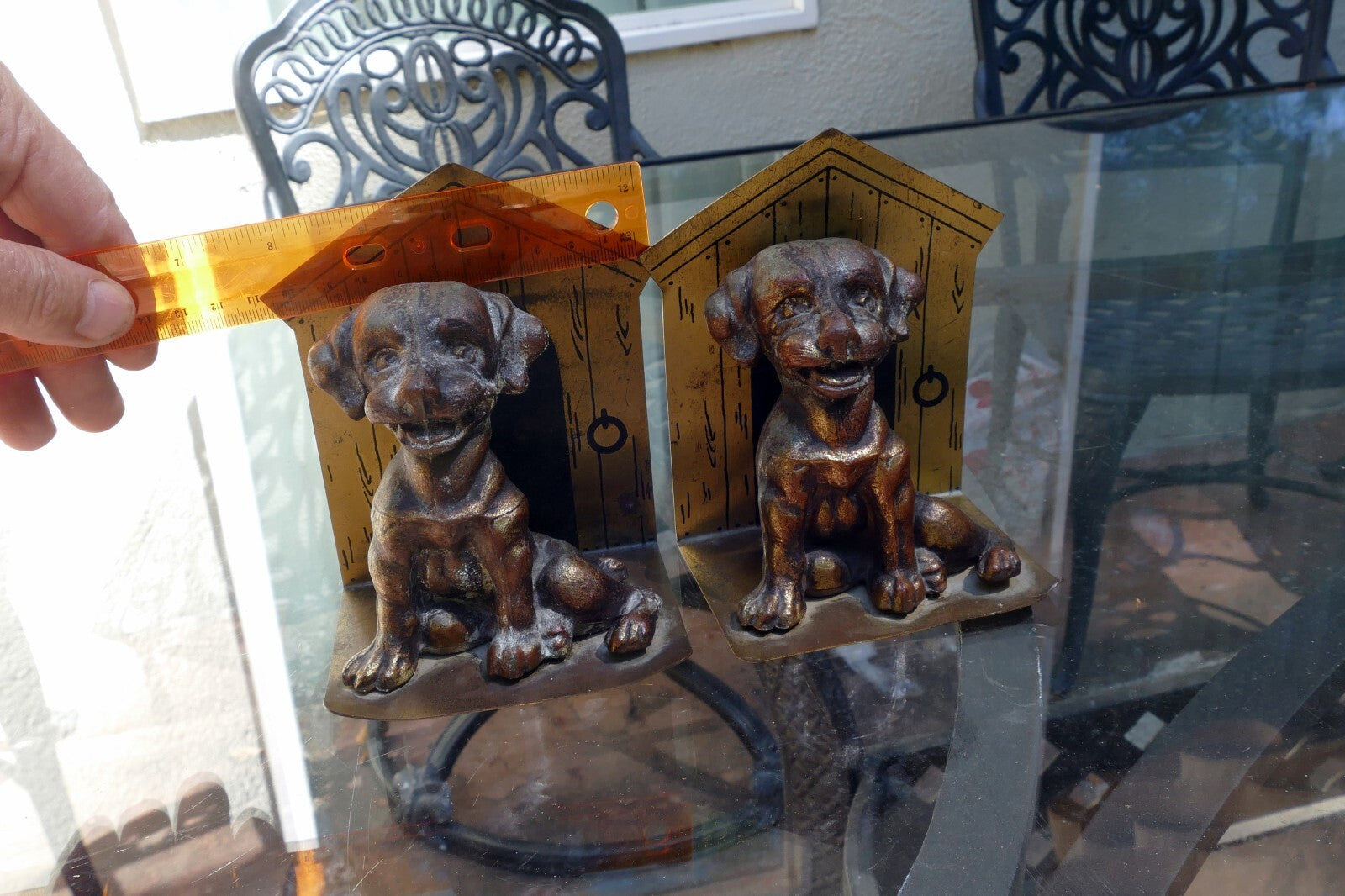 French Bulldog Puppy Dogs Solid Brass Bookends solid metal vintage 4X5"