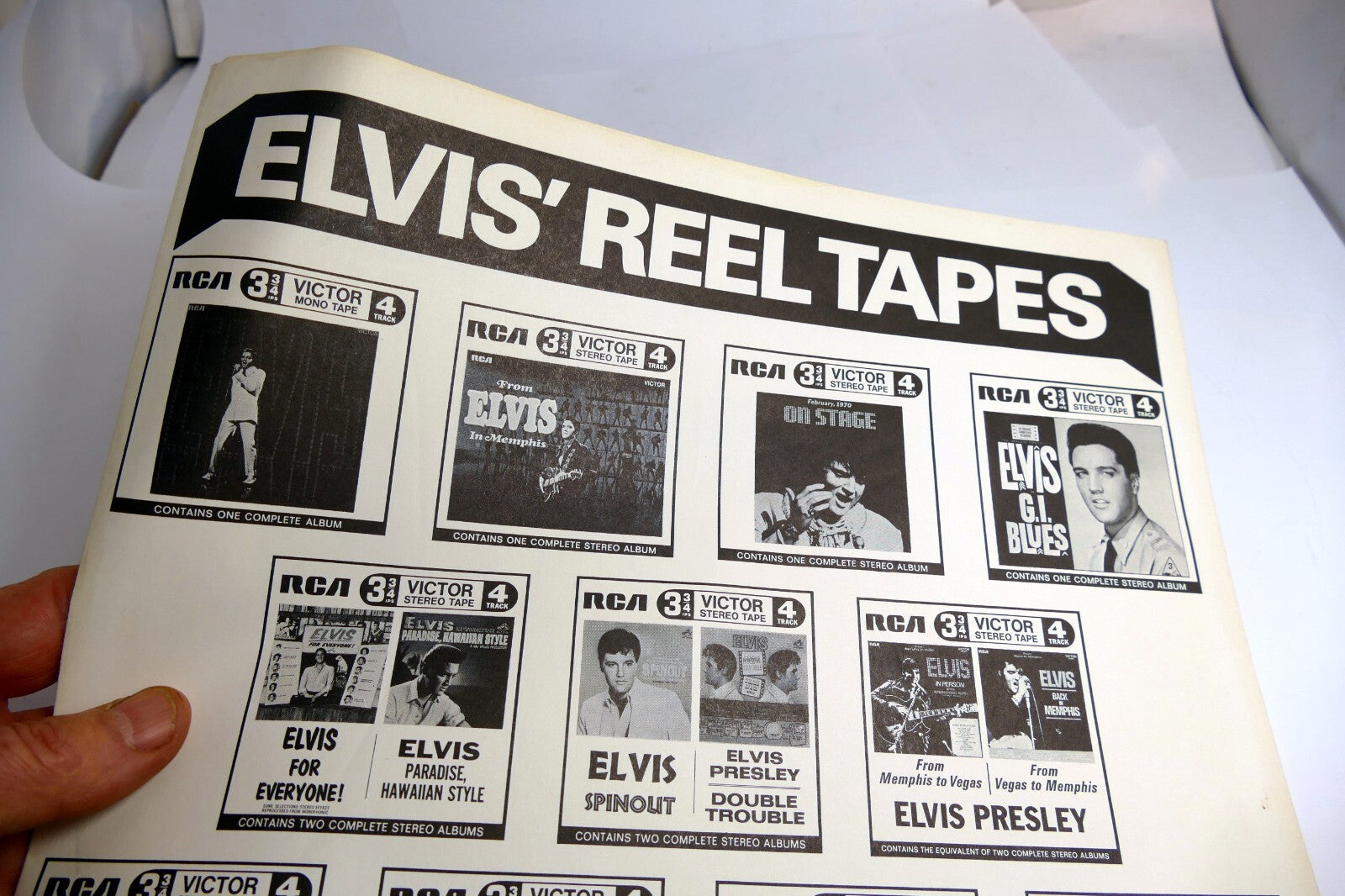 Inner Sleeve LP - Presley Elvis' Cassette Tape CATALOG RCA CAMDEN 1970's