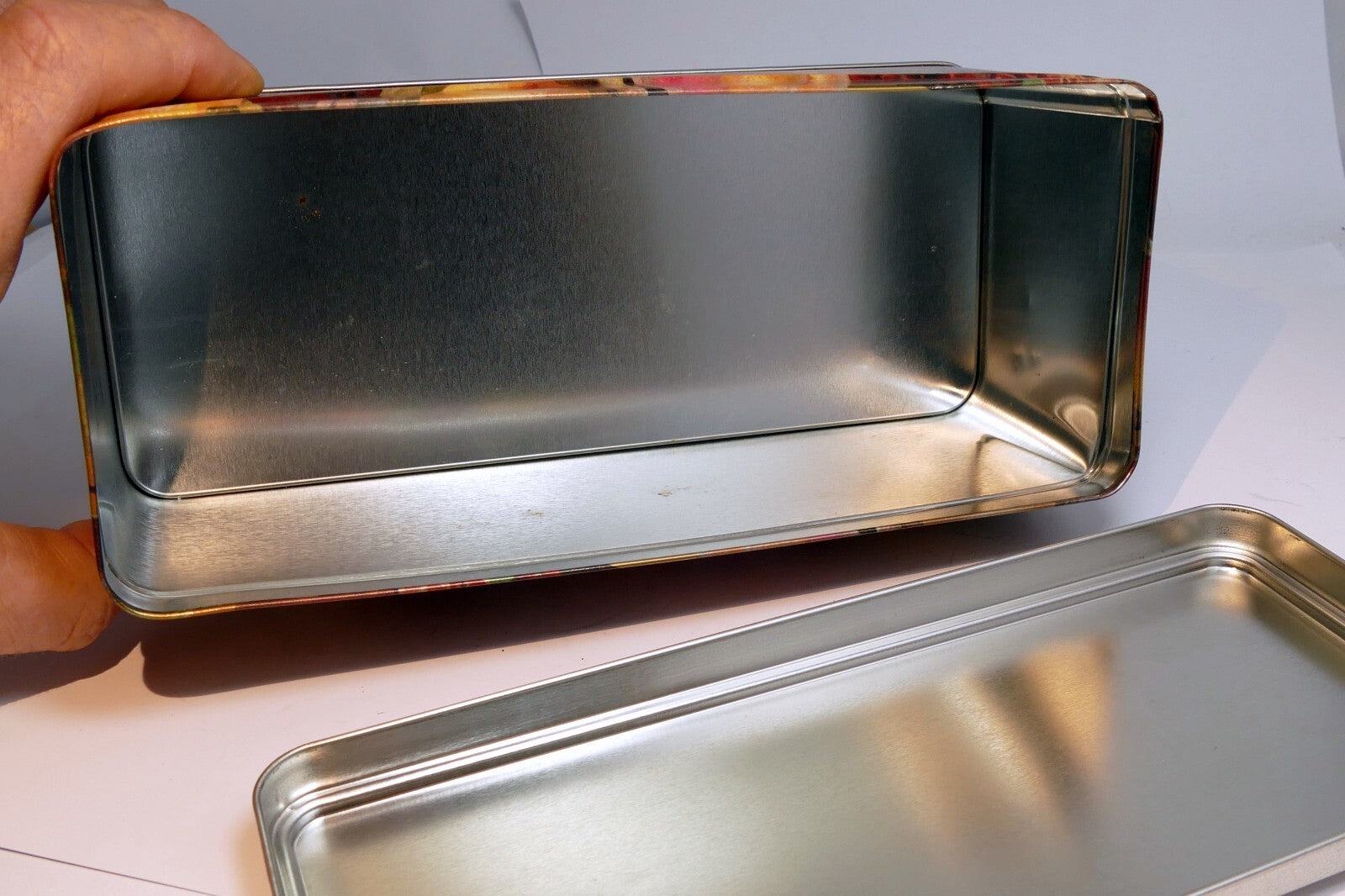 rectangle Tin Metal with grapes fruit plums strawberries