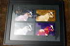 Goat photo art framed with glass 13x16" large collage animal farm pet