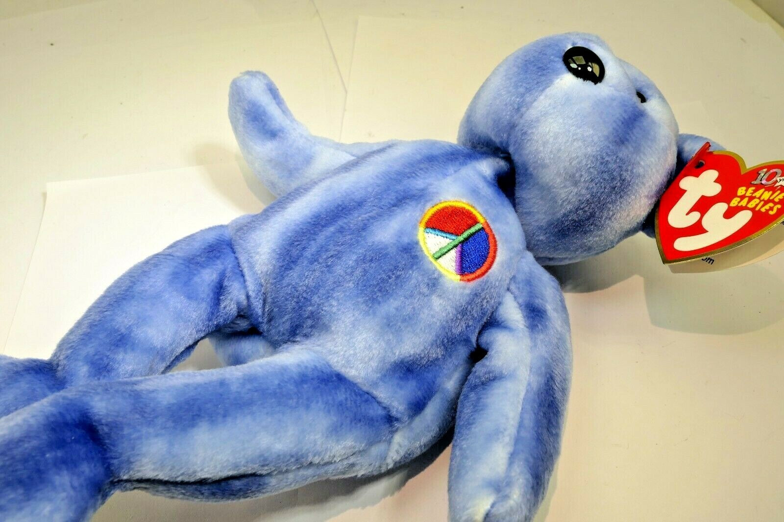 Ty beanie babies peace bear 2003 teddy bear 8" new unused with tag 11th gen. us