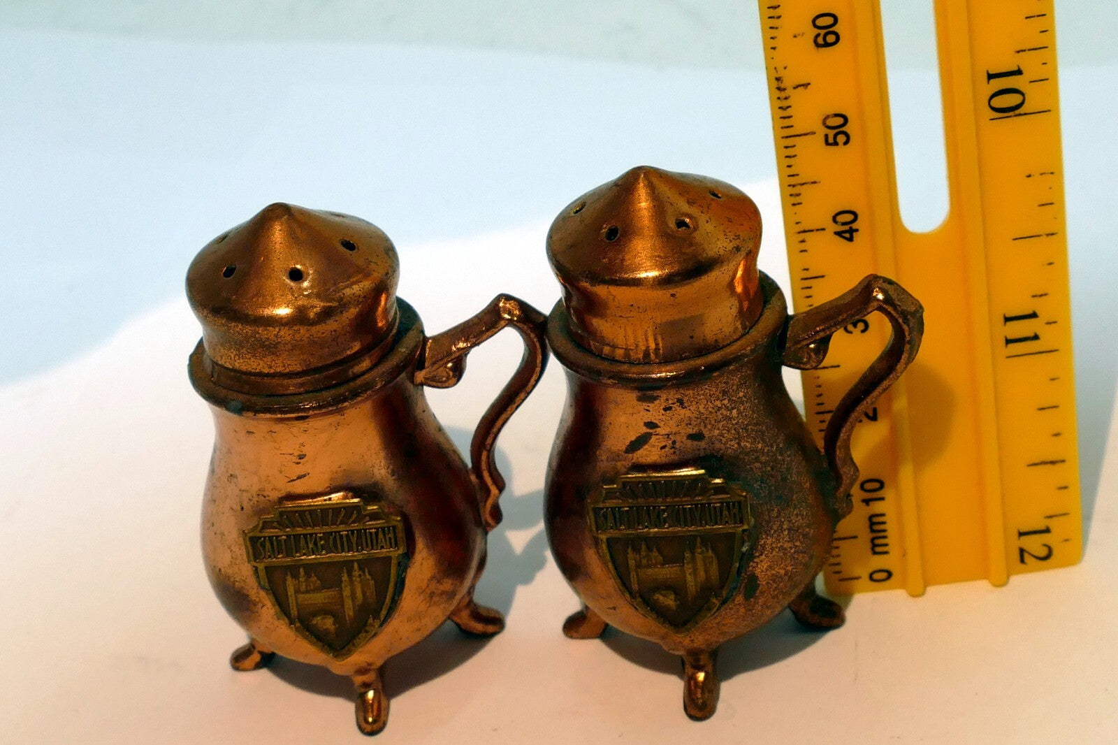 Copper Salt & Pepper Shaker Souvenir Of Salt Lake Temple City Utah USA