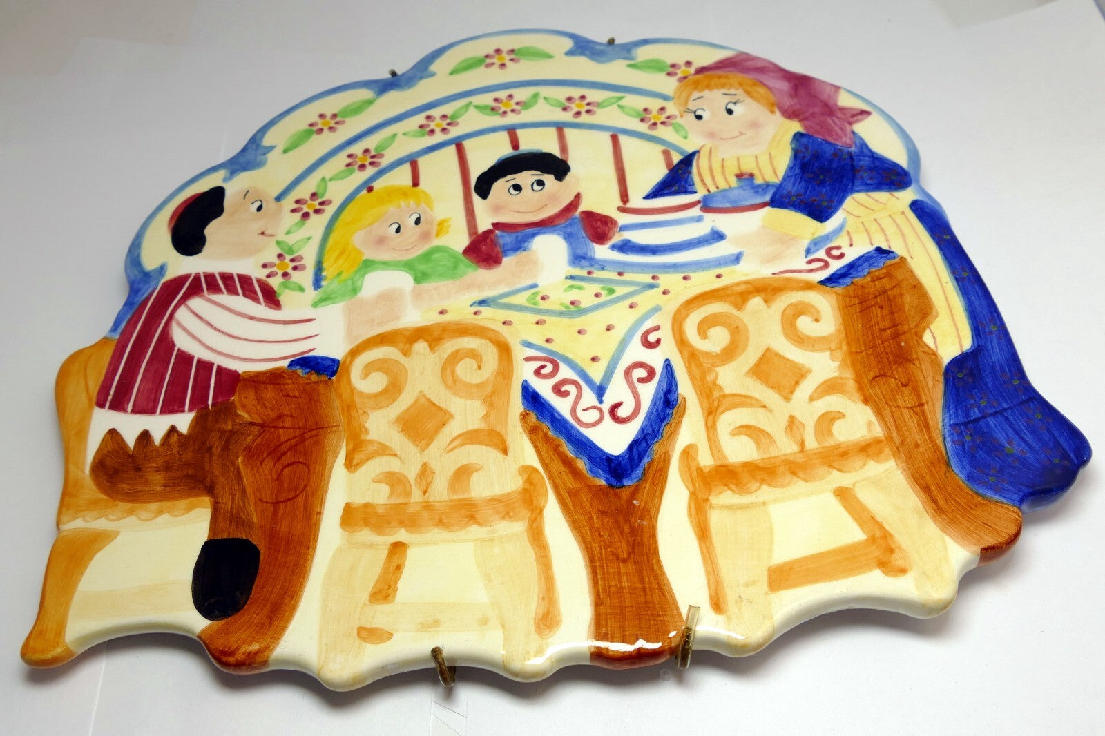 JUDAICA HOT PLATE LOTUS CERAMIC TRIVET JEWISH FAMILY MEALTIME-2000