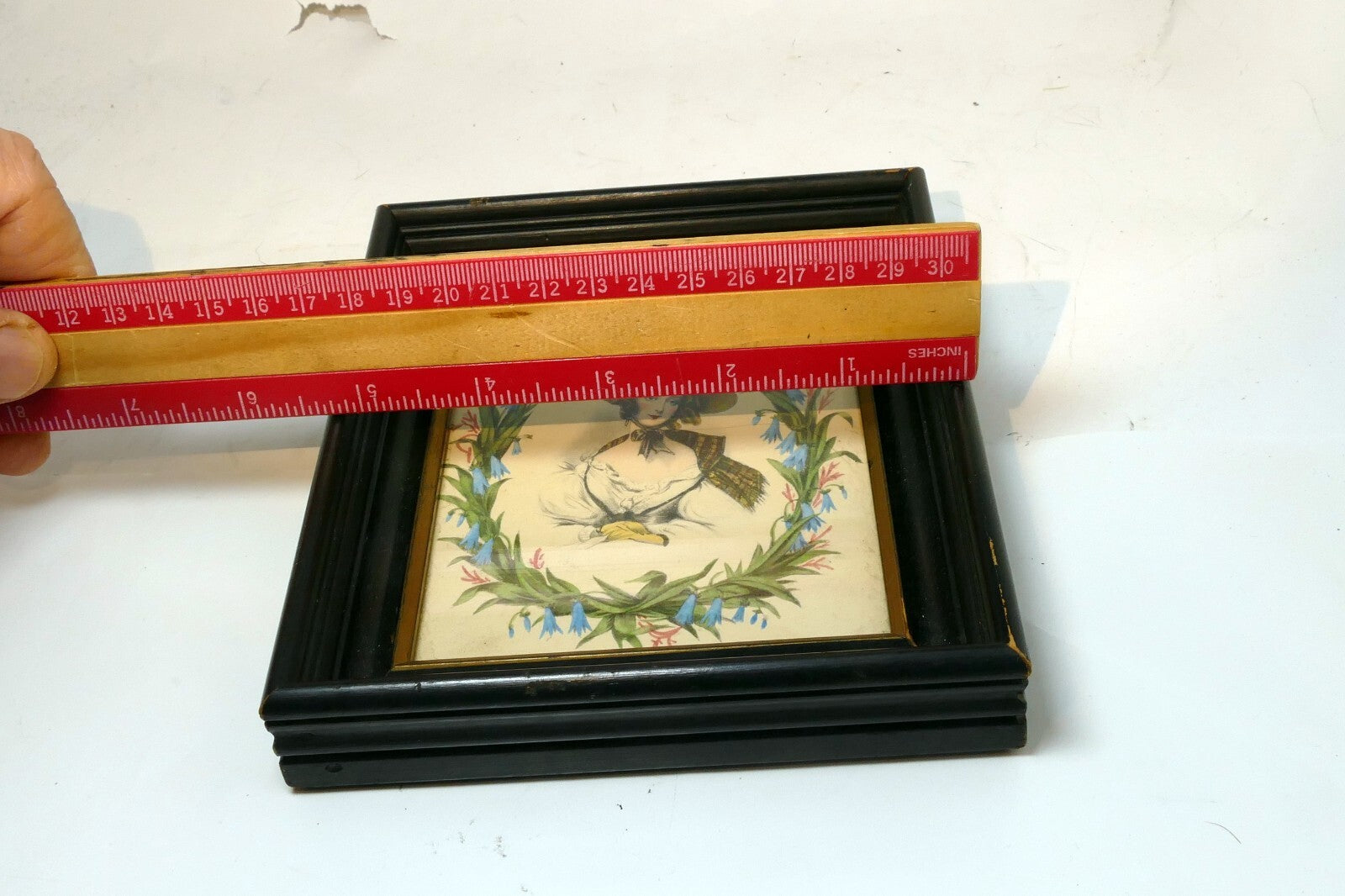 FRENCH MAIDEN WALL DECOR VICTORIAN LADY DESIGN floral Lemercier Lithograph