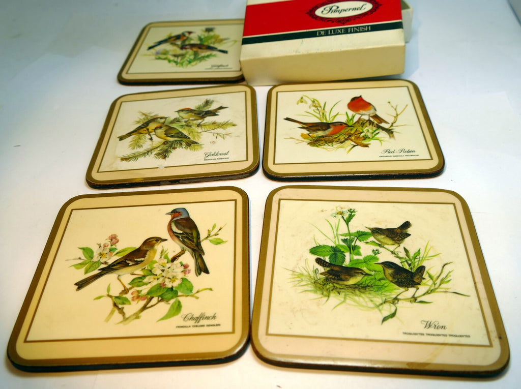 Pimpernel beverage coasters wild birds set of 5 square 4" england european pack