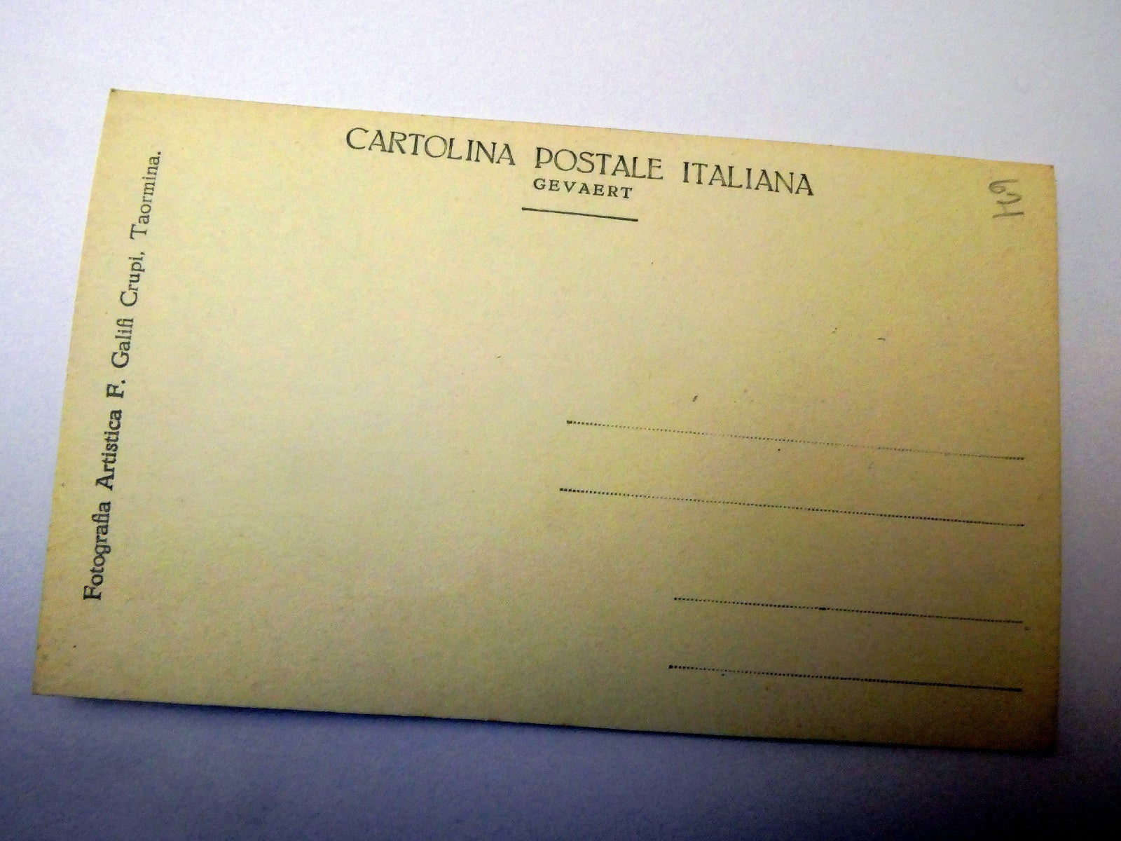 Cartolina Postale Carte "Gevaert" postcard AntiqueTaormina Italie 1900's unused
