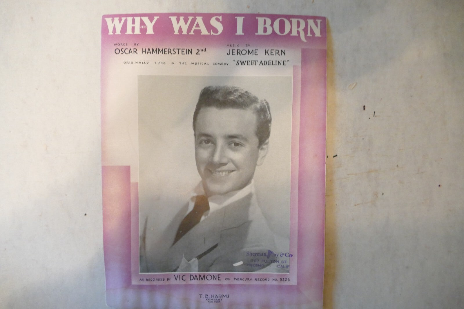Why was i born sheet music 1929, from "sweet adeline", by jerome kern, oscar hammerstein 2nd