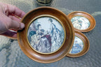 Victorian Wall Hanging Picture Room Decor 6" round set of 5 hand painted etching