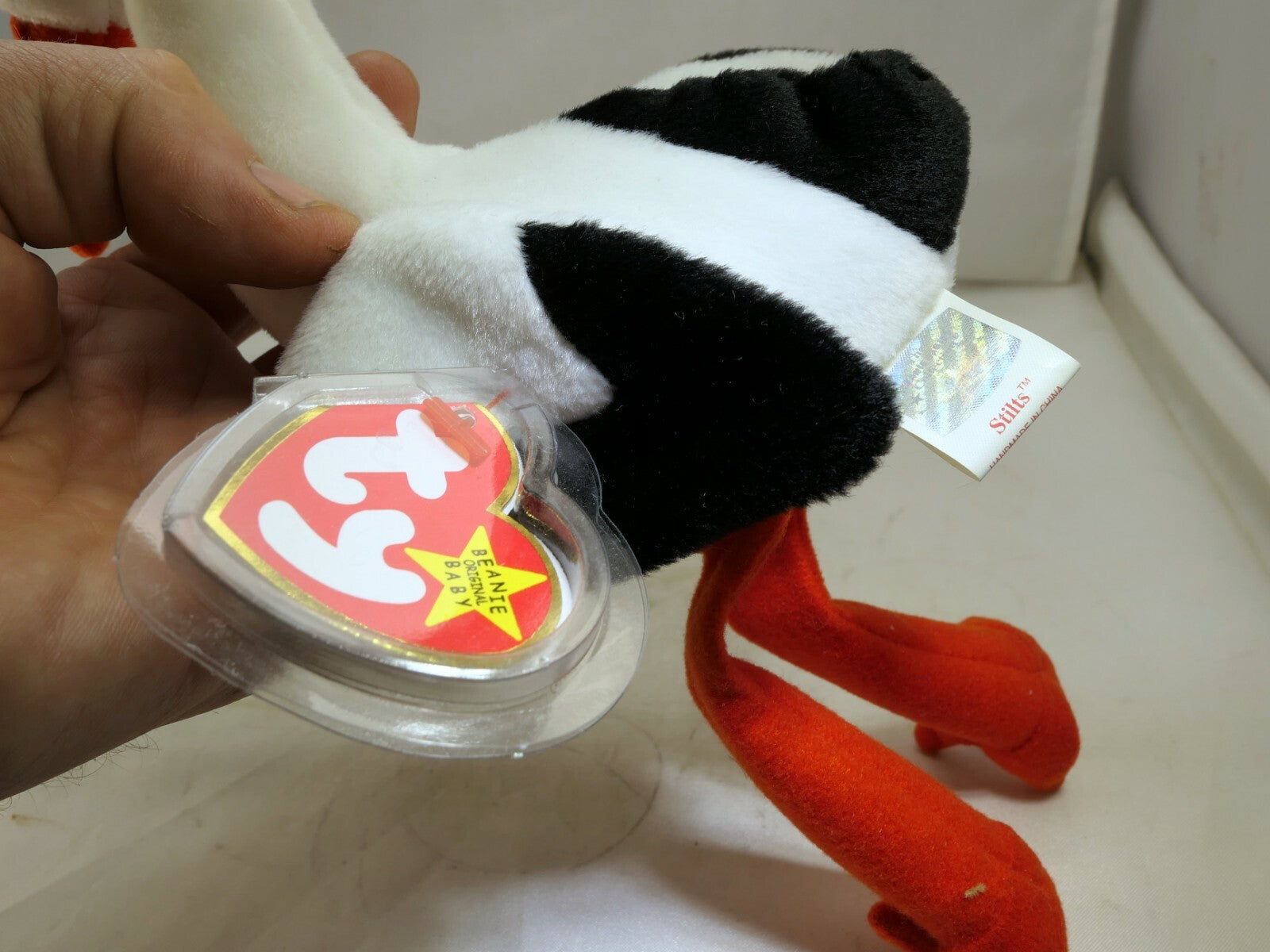 TY Beanie Baby Stilts Rare/Retired 1999 plush toy collection bird white stork