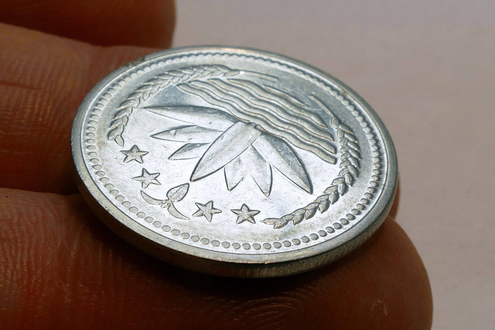 Metal Coin Asia with family &  lotus two adults and two kids