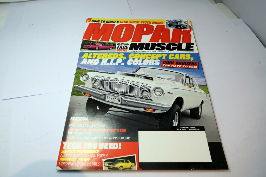 MOPAR Muscle Magazine January 2008 In-Your-Face Duster, '58 Dual Chia, A/FX