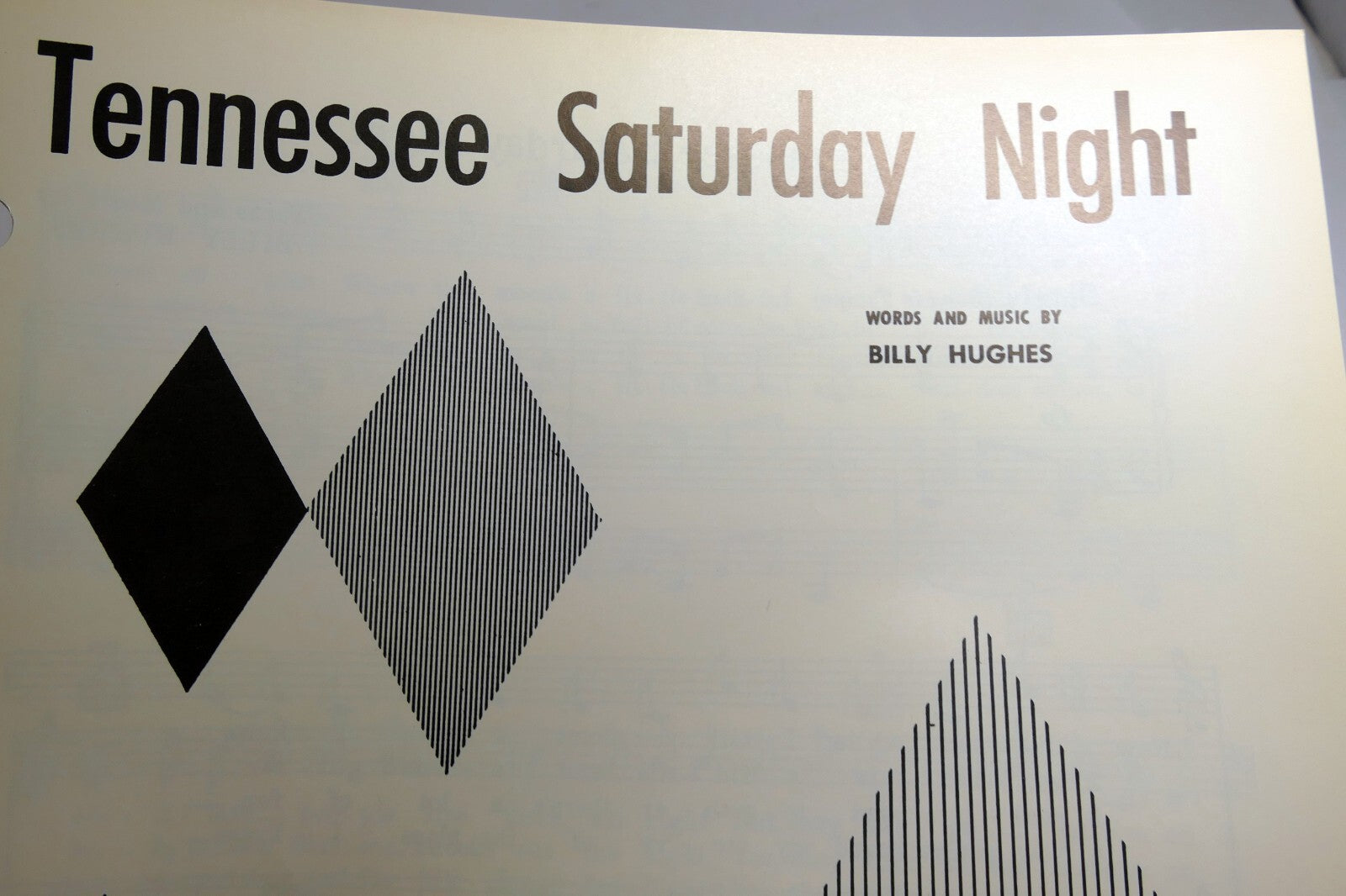 Tennessee saturday night billy hughes 1947 sheet music home folks