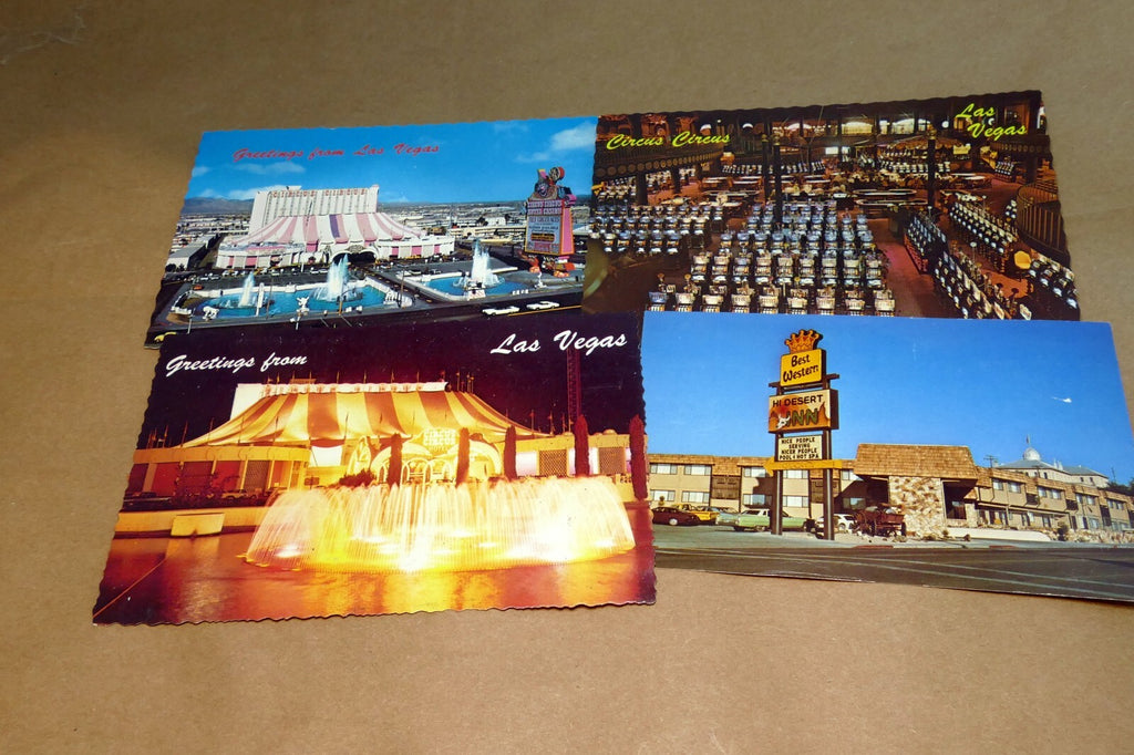 Unposted postcard 4 lot from 1970's las vegas nevada state usa