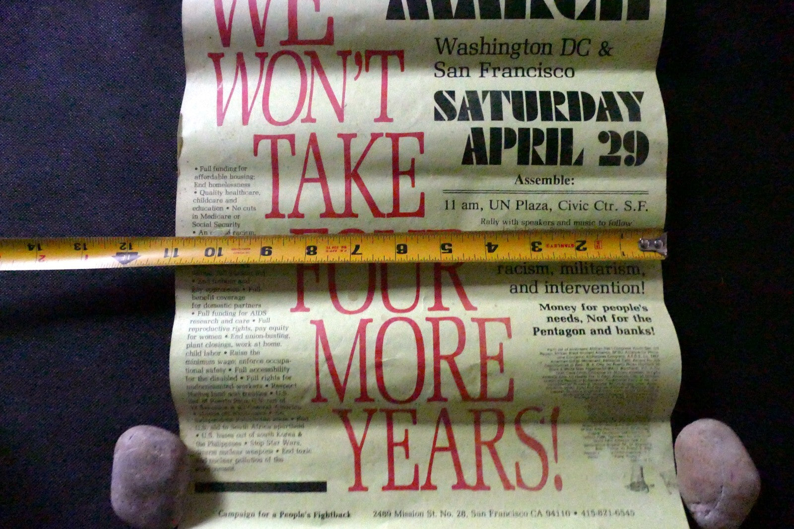 March Assembly for Peace Poster, San Francisco USA G W Bush fight 1993