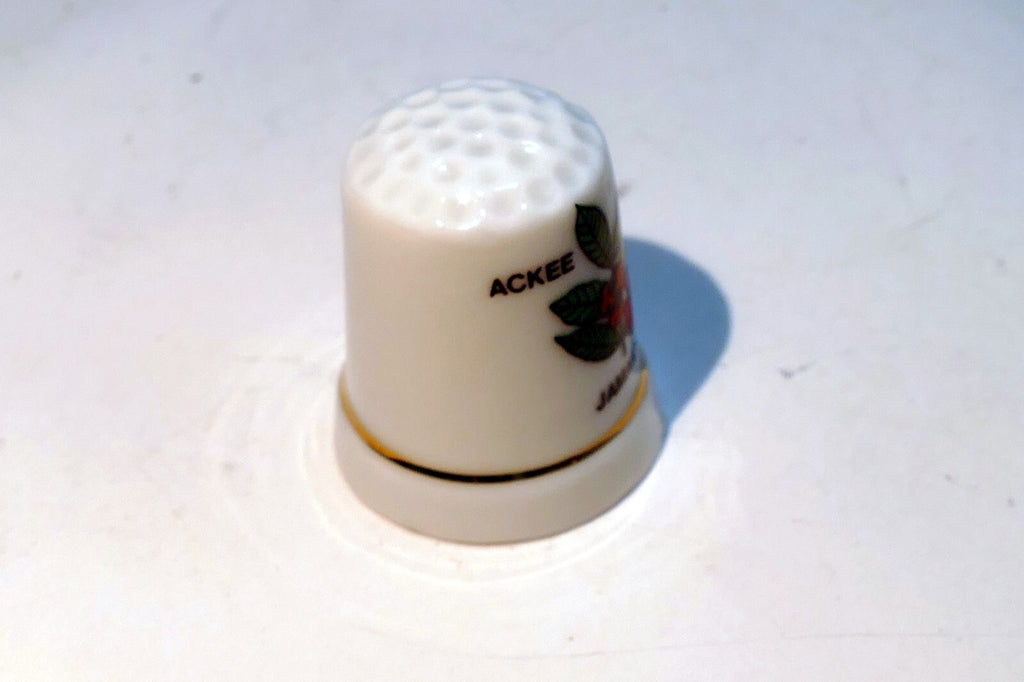 Porcelain Thimble Souvenir Ackee Jamaica Floral