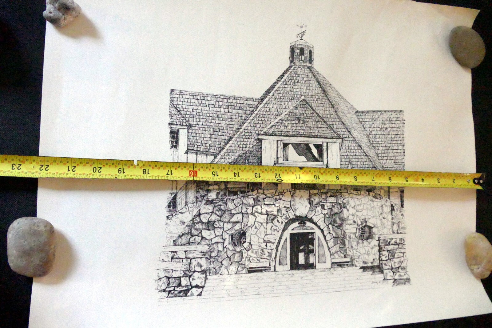 Timberline Lodge Dorothy A. Young Print black and white Lithograph Art Poster