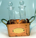 2 pc olive oil vinegar cruet dispenser set brass copper case holder premium