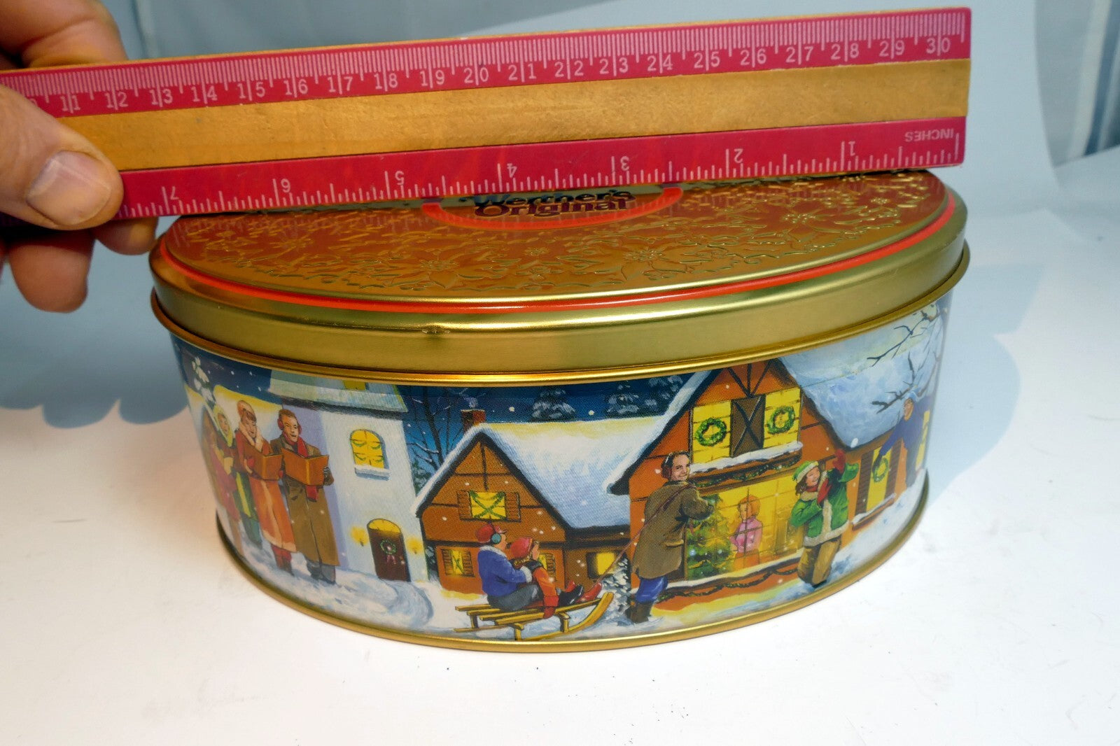 Werther's Original Candy Tin empty container  Christmas eve family snow winter