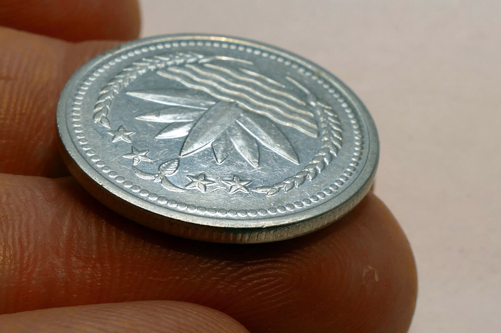 Metal Coin Asia with family &  lotus two adults and two kids