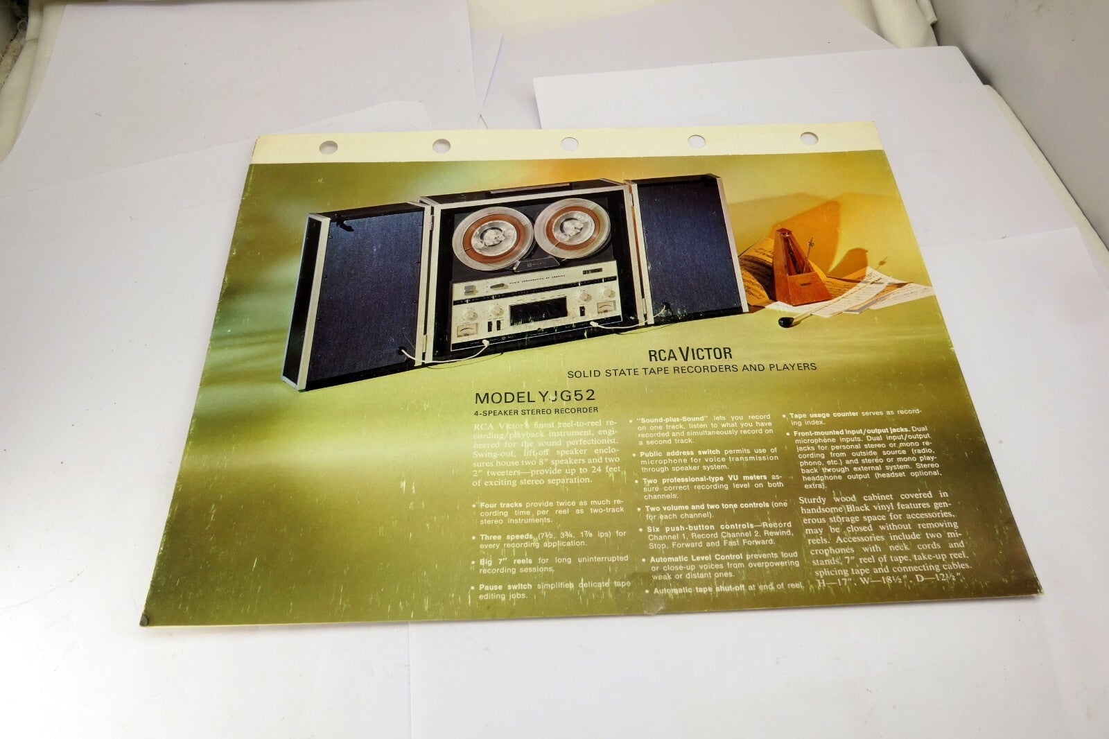 RCA CATALOG Brochure Ad YJG52 Solid State tape Recorders Players