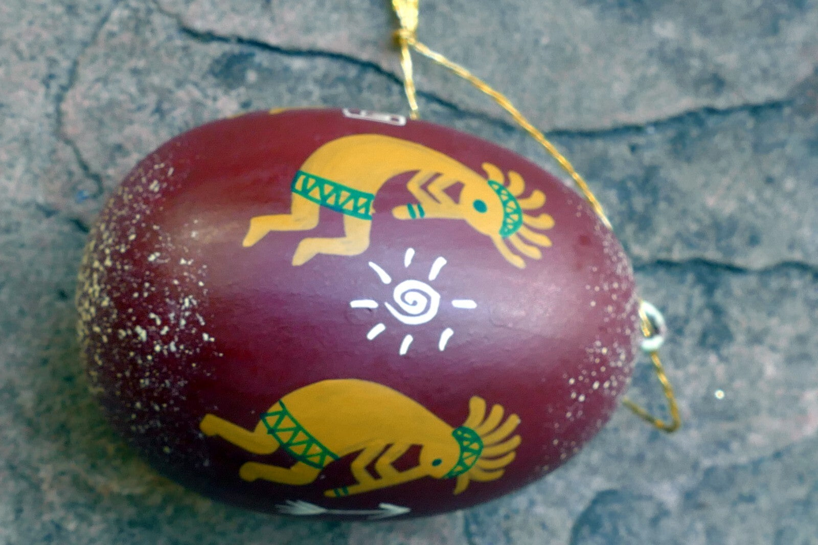 KOKOPELLI  NATIVE AMERICAN DANCE DESIGN GOURD CHRISTMAS ORNAMENT