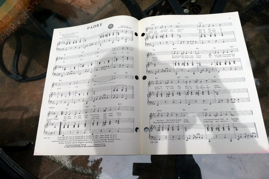 Padre by Alain Romans Toni Arden Paul Webster   1958 Sheet Music