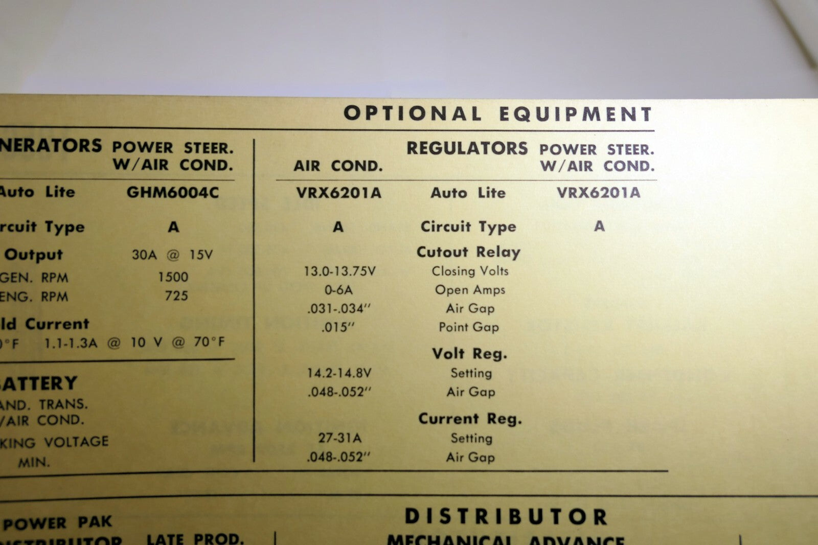 1956 Chrysler Windsor C71 Power Pak Sun Electric Car Specs Sheet Chart manual