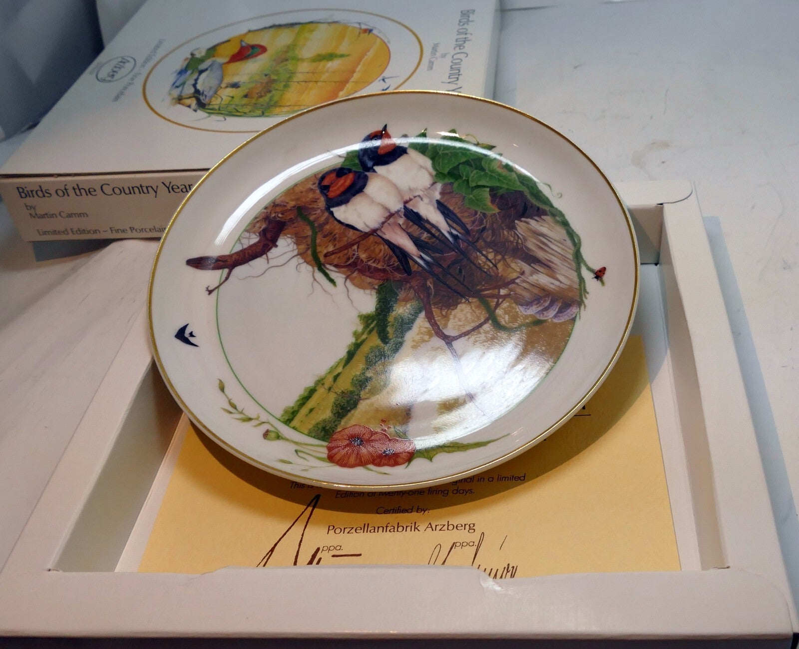 Birds of the country by martin camm   bavaria plate arzberg germany swallow