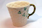 Belleek Ireland Shamrock Basket Weave Coffee Tea Mug Cup  Ivory china