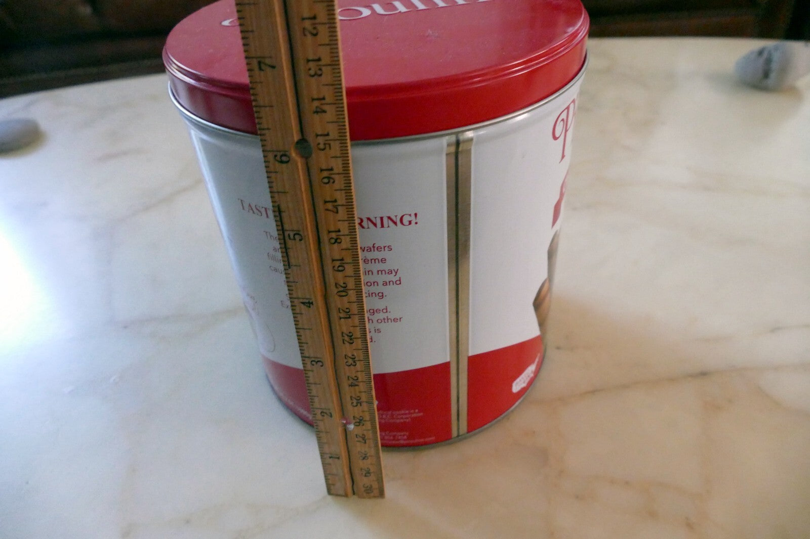 Metal Empty Tin/Container Chocolate Hazelnut wafers Pirouline 6X7" 1 gallon