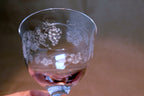 Cambridge Grape Cordial Etched / Crème De Menthe Glasses  - Set of 6 Lot Wine