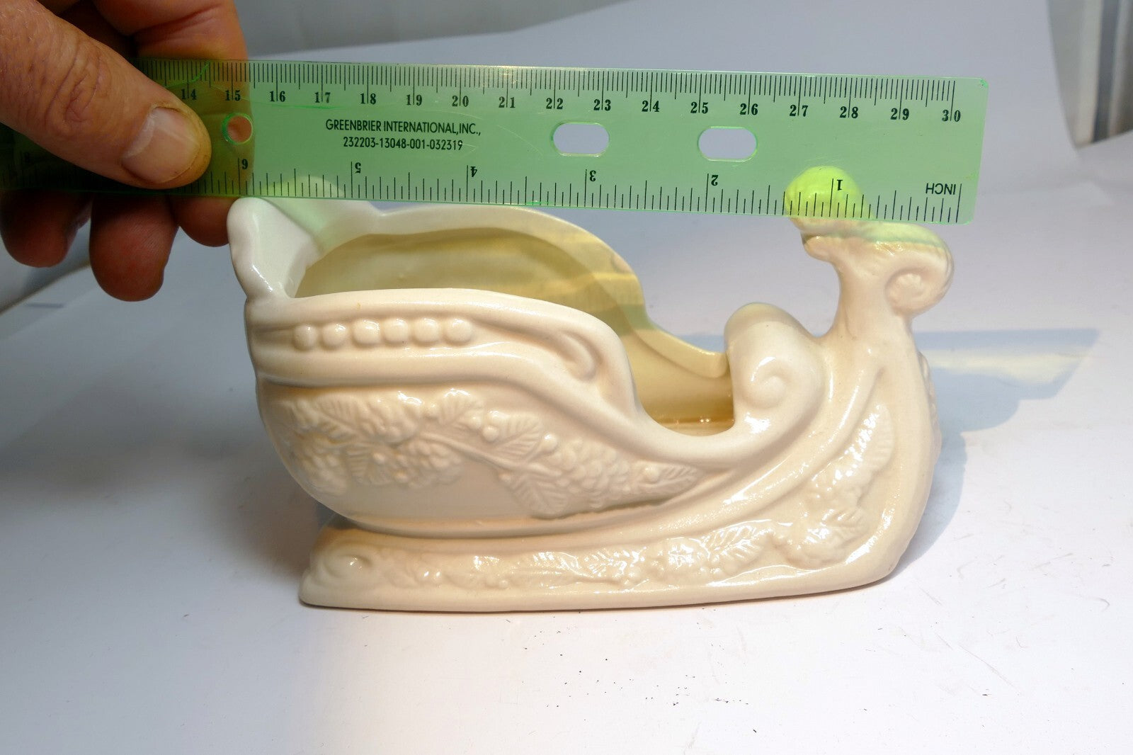 Vintage Porcelain Santa Claus Christmas Sleigh 6