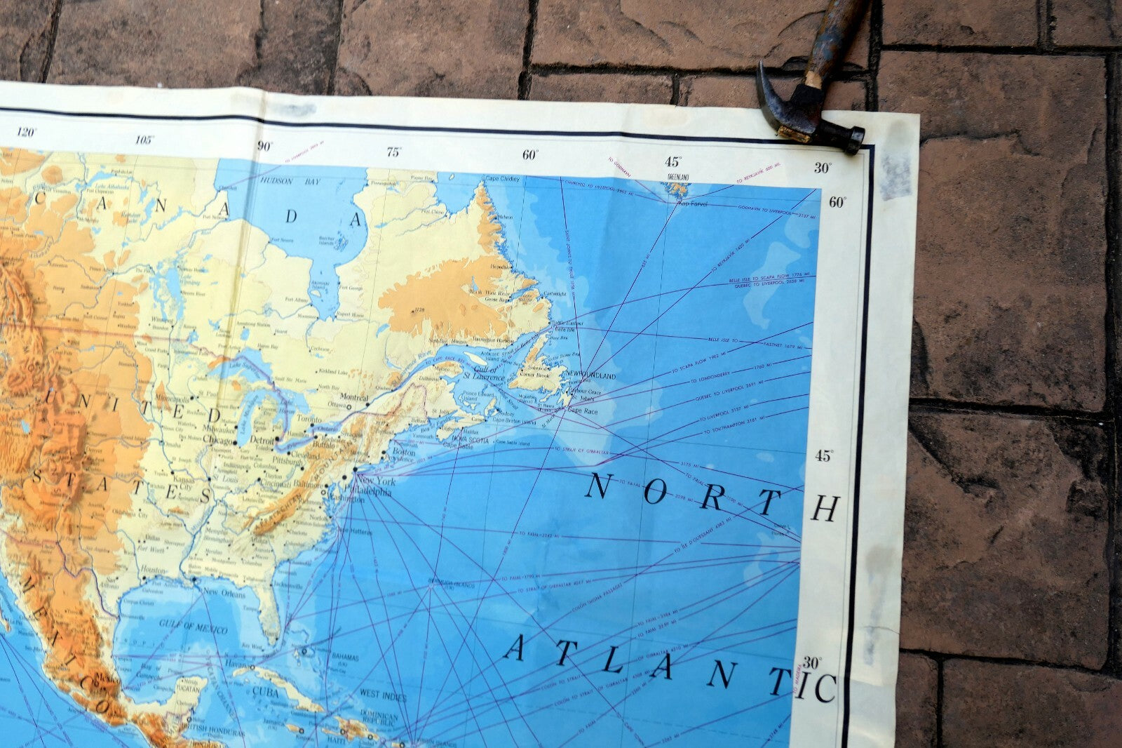 NORTH AMERICA ATLANTIC OCEAN - 40X56" extra Large MAP