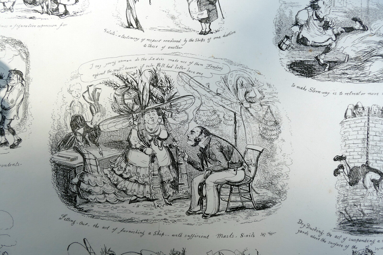NAUTICAL DICTIONARY No 6 HENRY HEATH CARICATURE PRINT  1840 Victorian