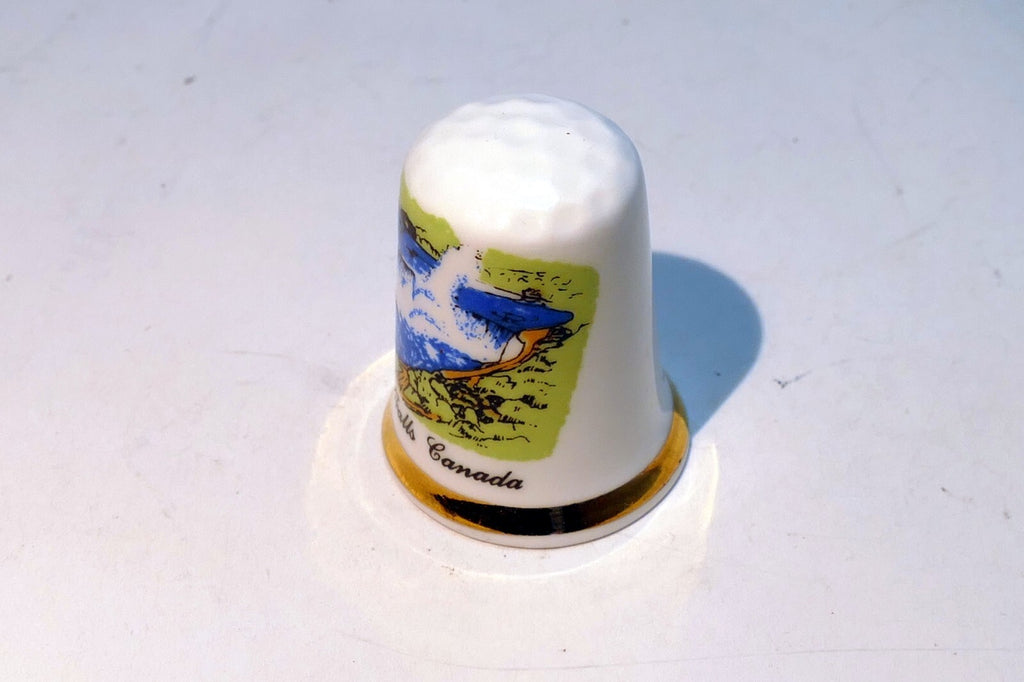 Porcelain Thimble Souvenir Niagara Falls Canada waterfall river