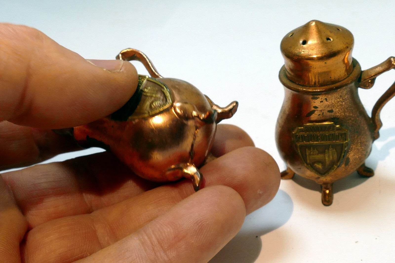 Copper Salt & Pepper Shaker Souvenir Of Salt Lake Temple City Utah USA
