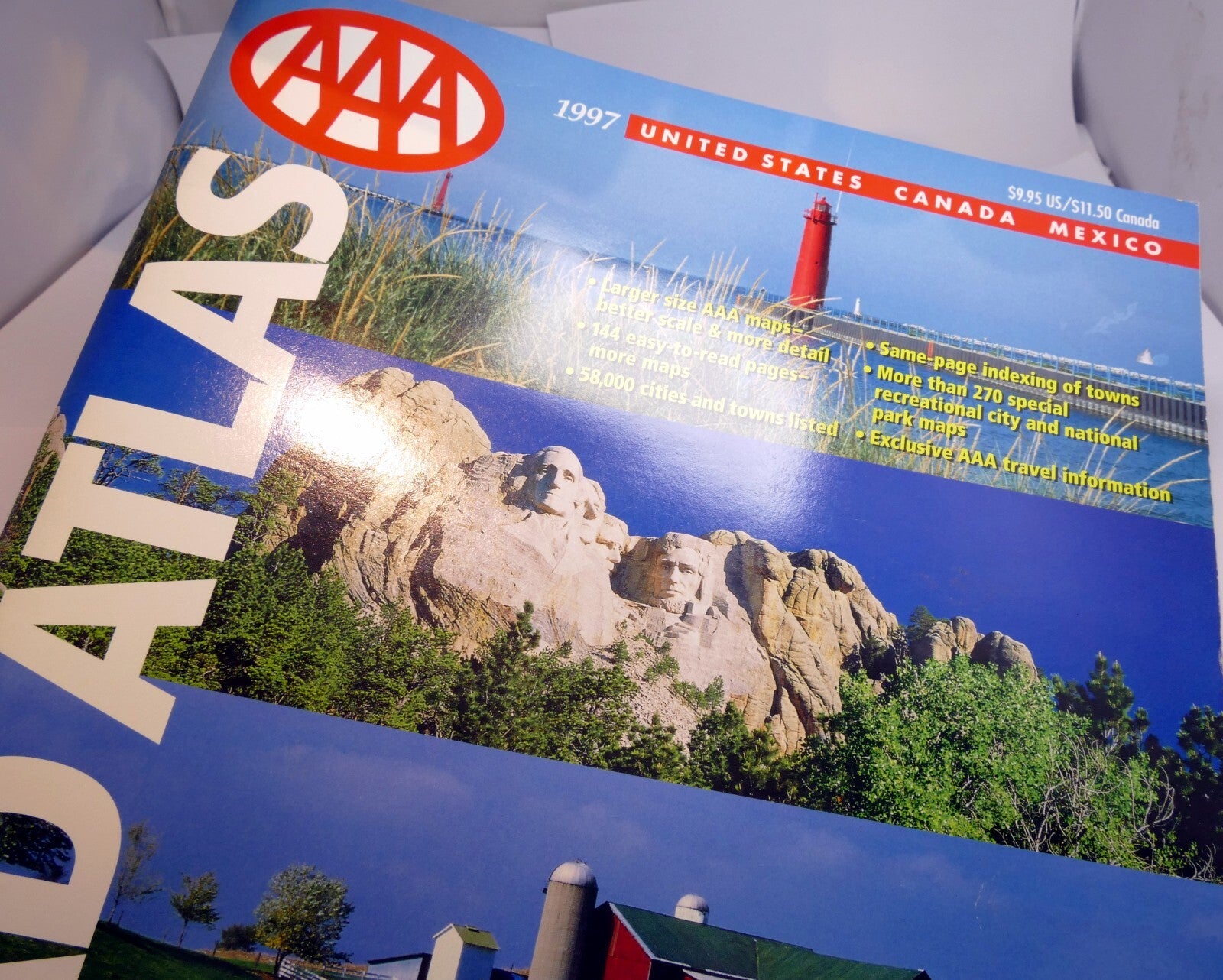 Aaa north america road atlas 1997 united states canada large map 150 pages